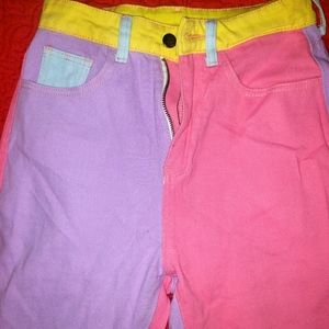 Pastel colorblock mom jeans